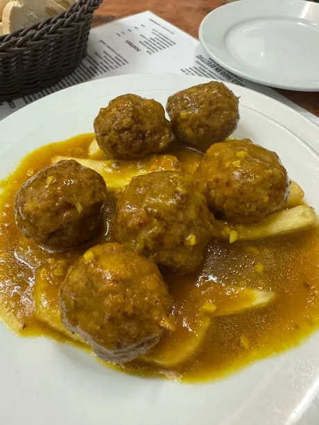 Spanish meatballs in sauce, traditional Seville tapas
